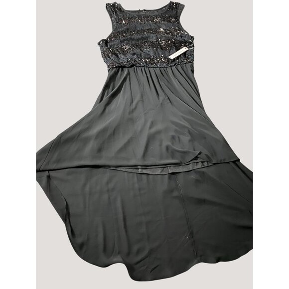 Bisou Bisou Michele Bohbot Black Sleeveless Sequin Lace Evening Dress Size 16 - Picture 4 of 10